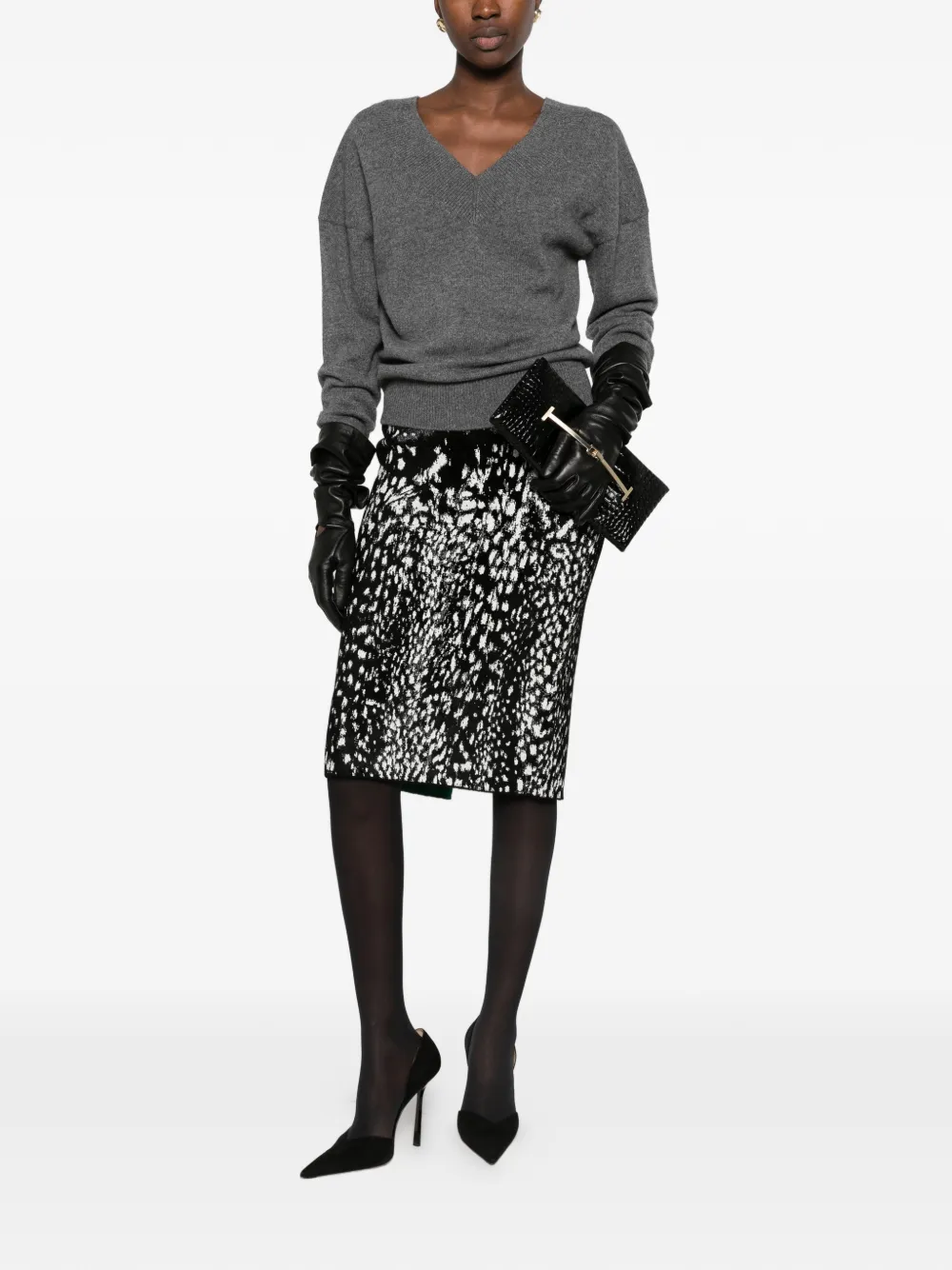 TOM FORD V-neck long-sleeve sweater Grijs