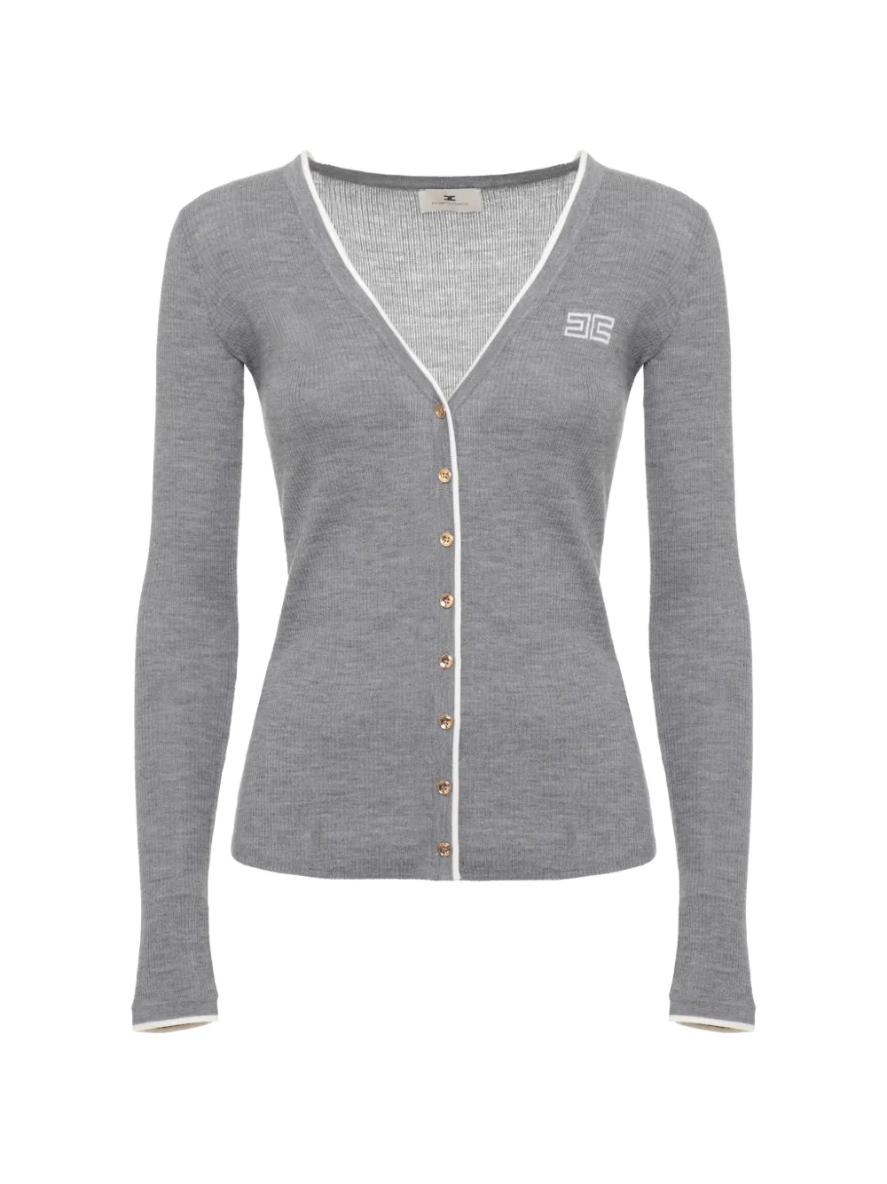 Elisabetta Franchi V-neck logo-embroidered cardigan - Grigio