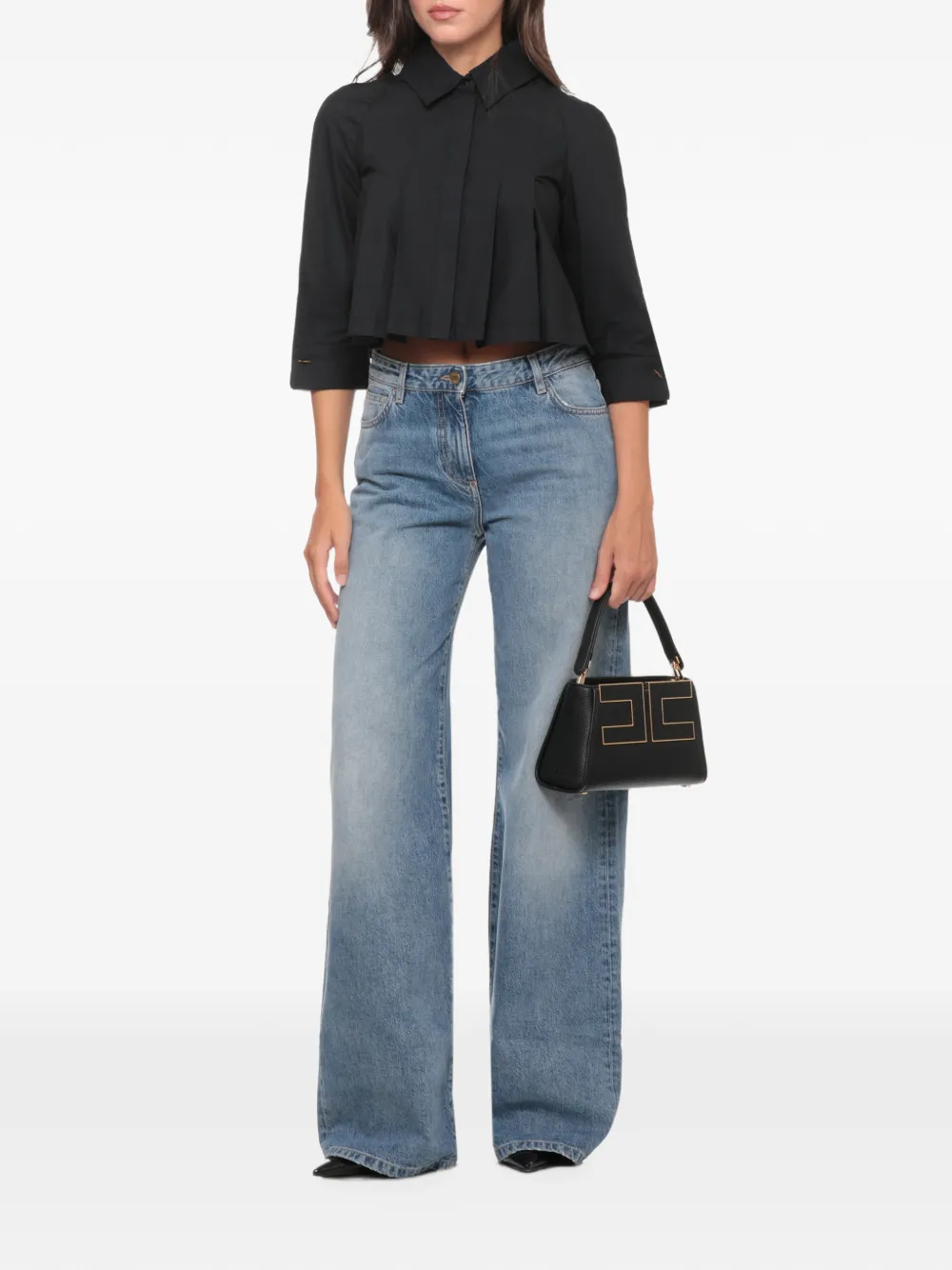 Elisabetta Franchi Cropped T-shirt Zwart