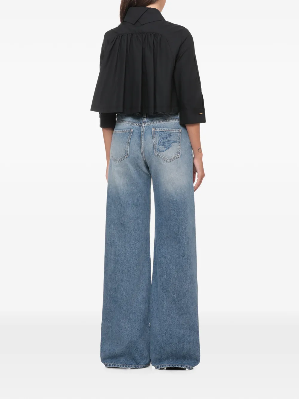 Elisabetta Franchi Cropped T-shirt Zwart