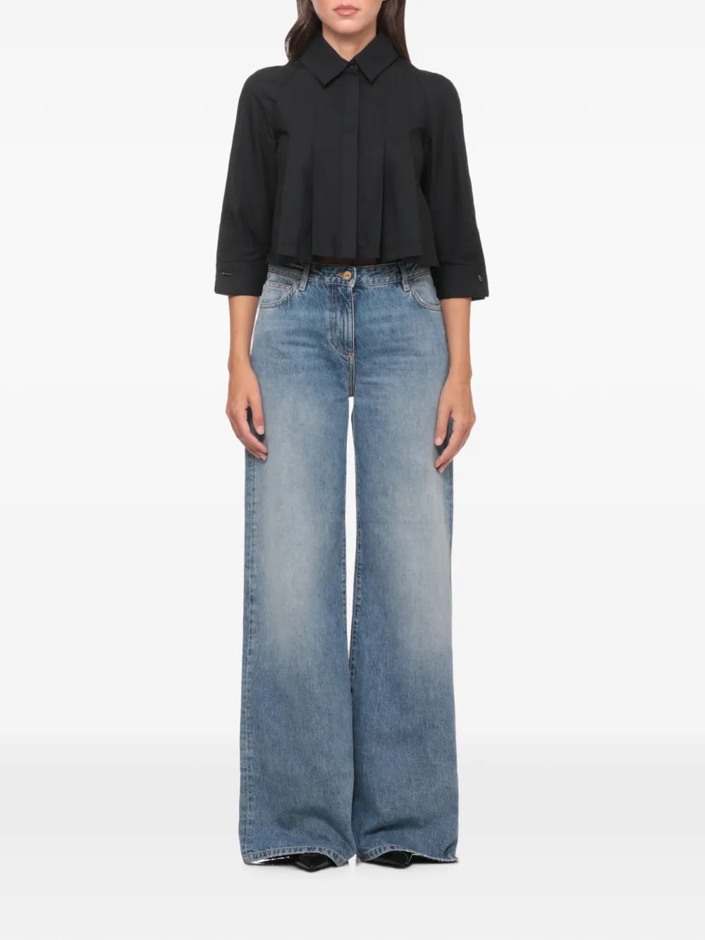 Elisabetta Franchi Cropped T-shirt Zwart