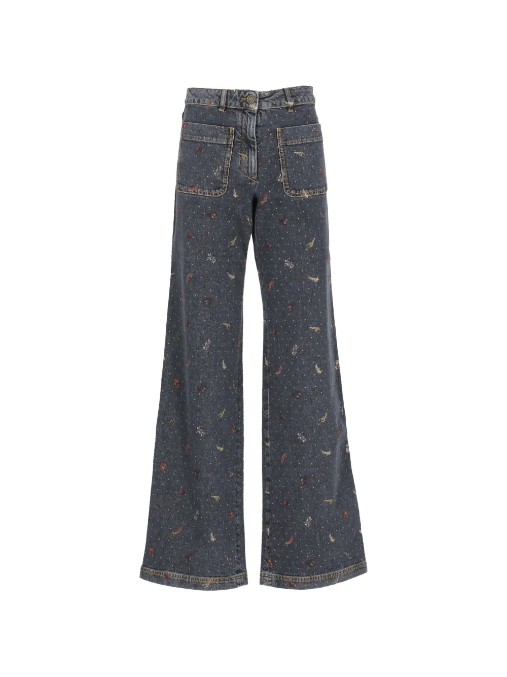 ETRO Jeans met stippen en geborduurde bloemen Grijs