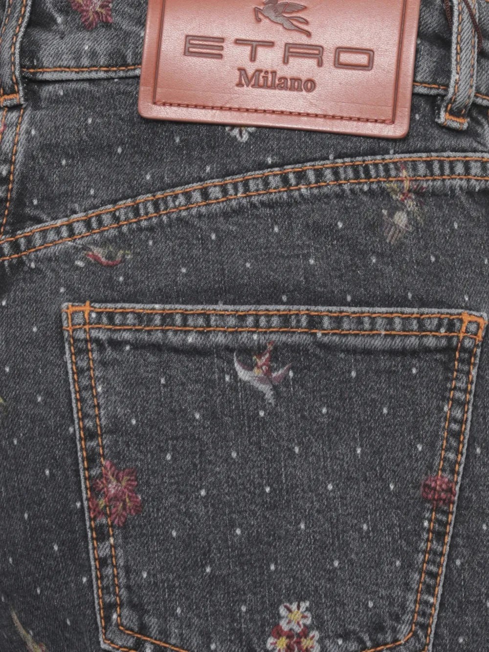 ETRO Jeans met stippen en geborduurde bloemen Grijs