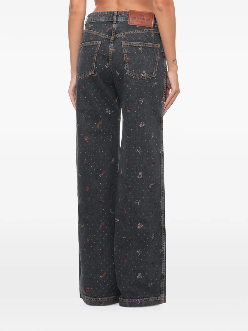 ETRO Jeans met stippen en geborduurde bloemen Grijs