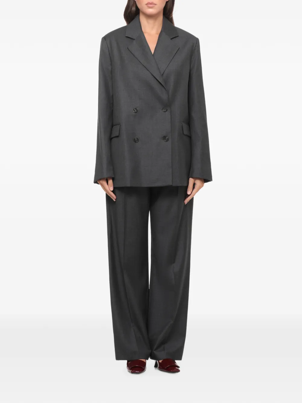 LouLou de Saison Donau LDS double-breasted virgin wool jacket Grijs