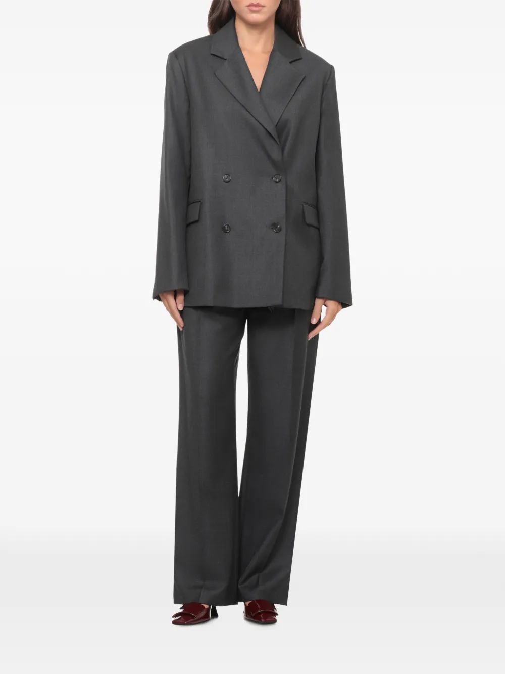 LouLou de Saison Donau LDS double-breasted virgin wool jacket Grijs