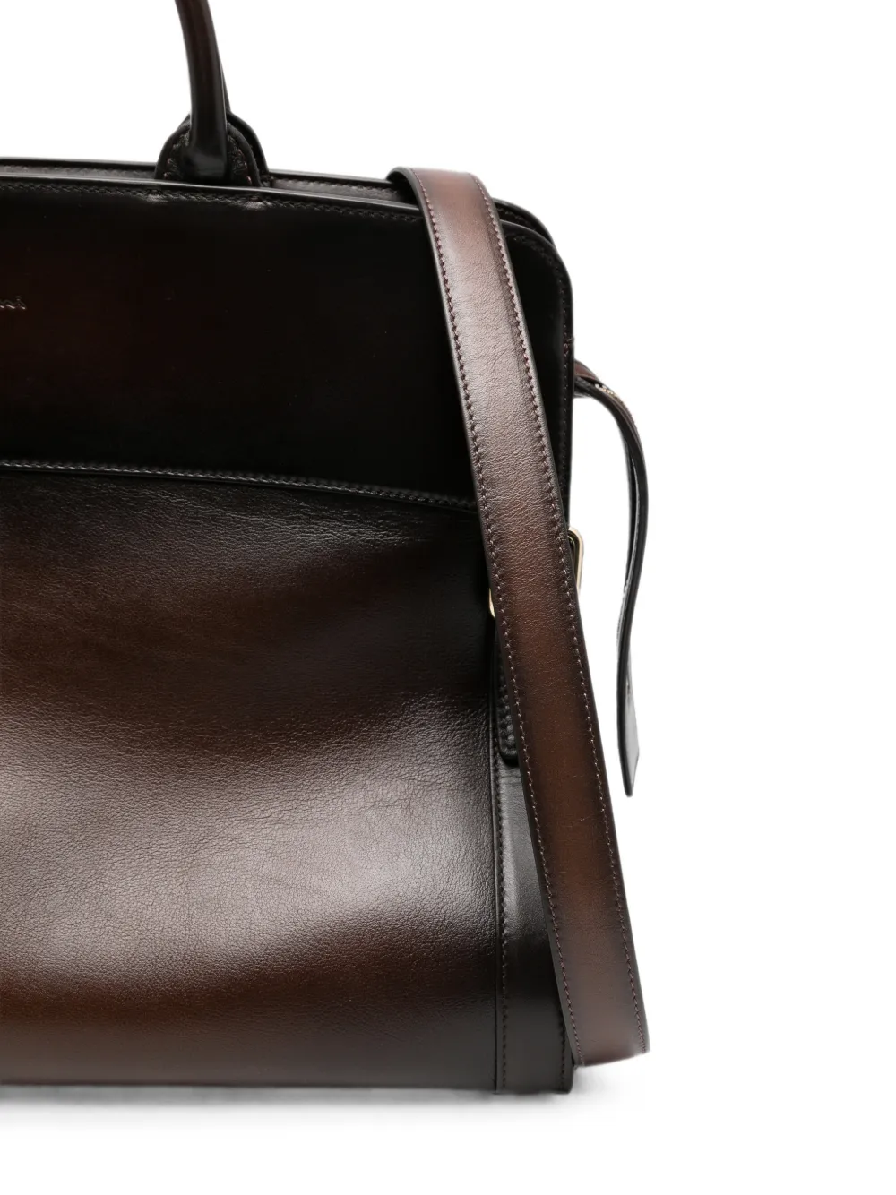 Santoni Shopper van gepolijst leer Bruin