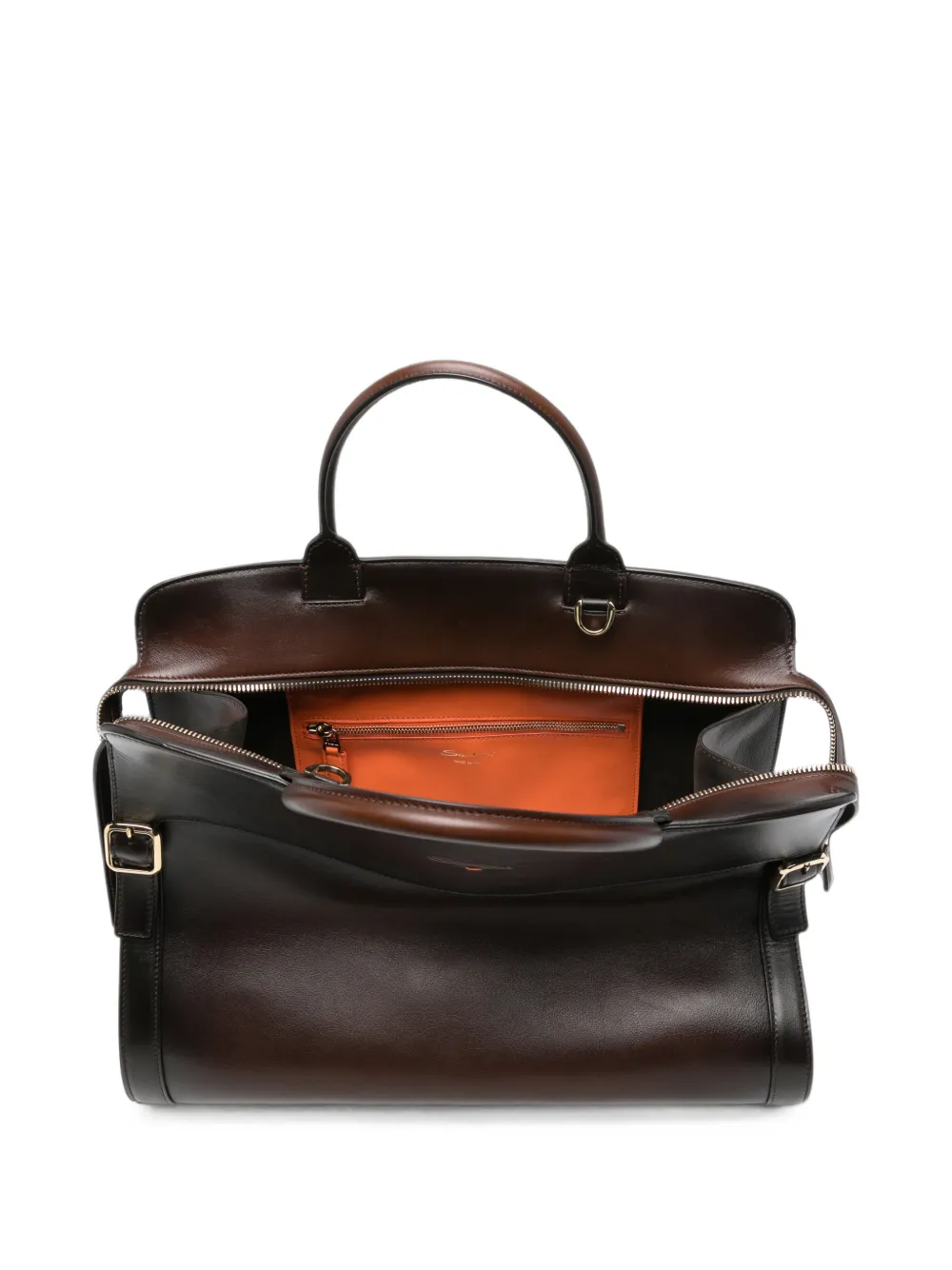 Santoni Shopper van gepolijst leer Bruin