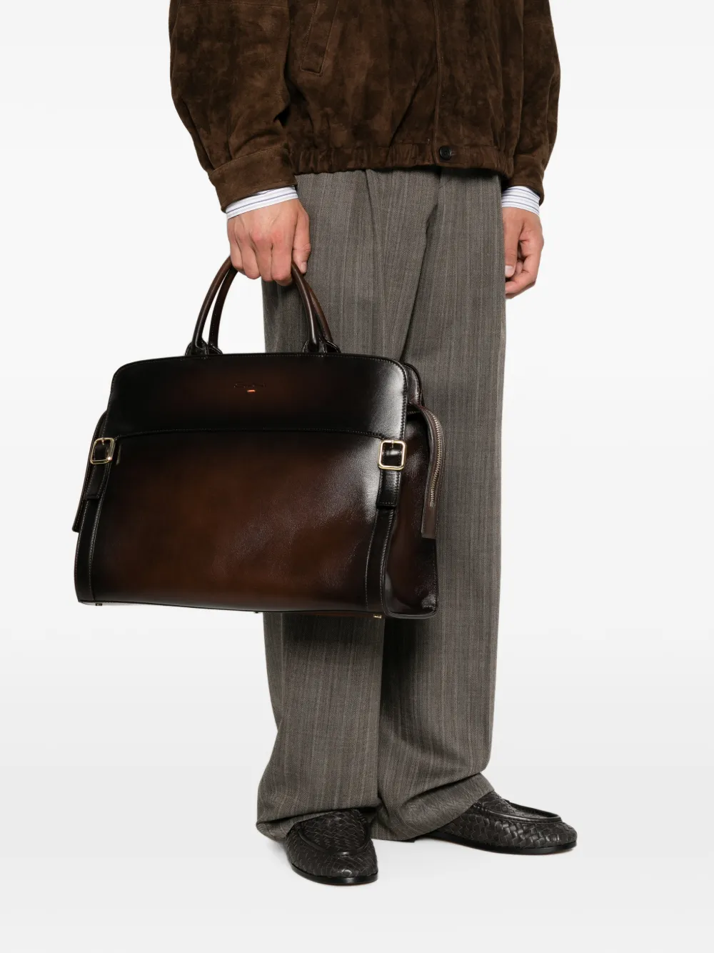 Santoni Shopper van gepolijst leer Bruin