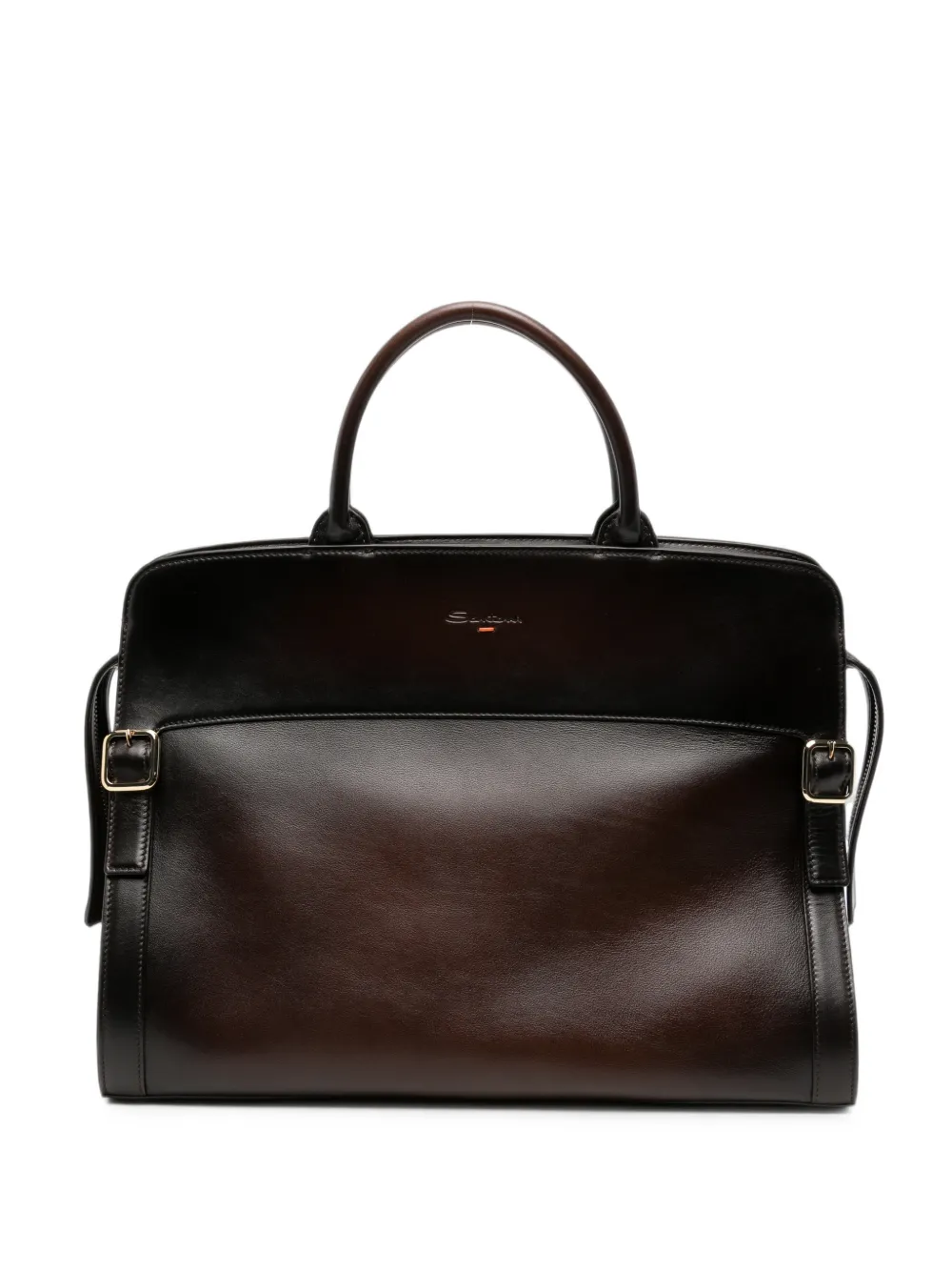 Santoni burnished leather tote bag - Marrone