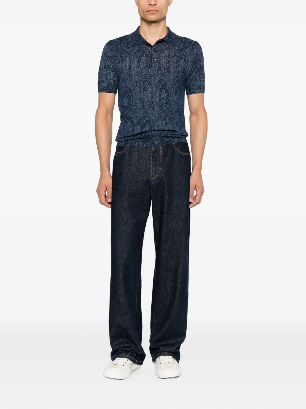 ETRO Poloshirt met paisley-print Blauw