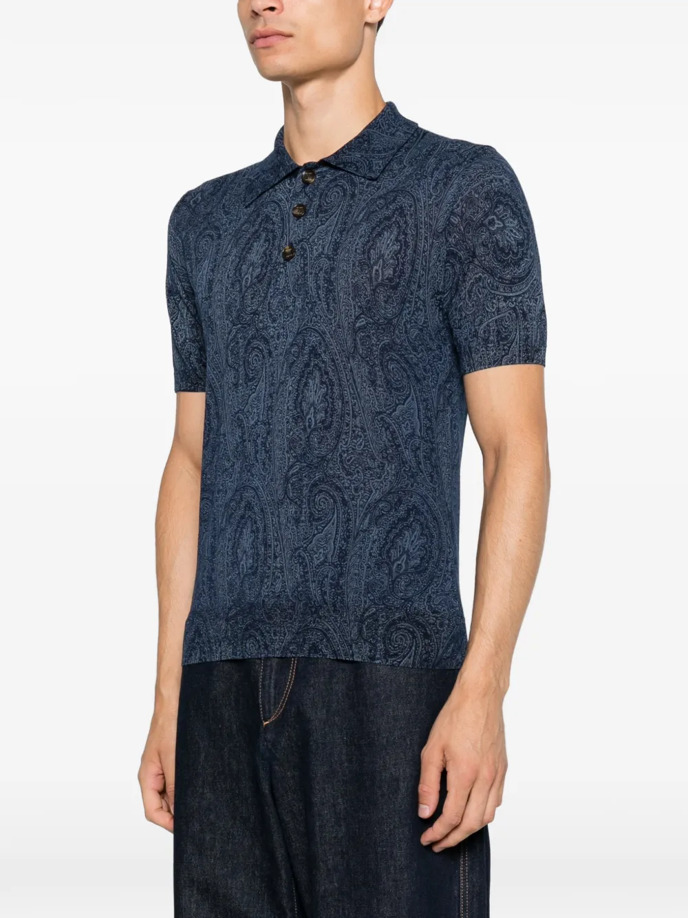 ETRO Poloshirt met paisley-print Blauw