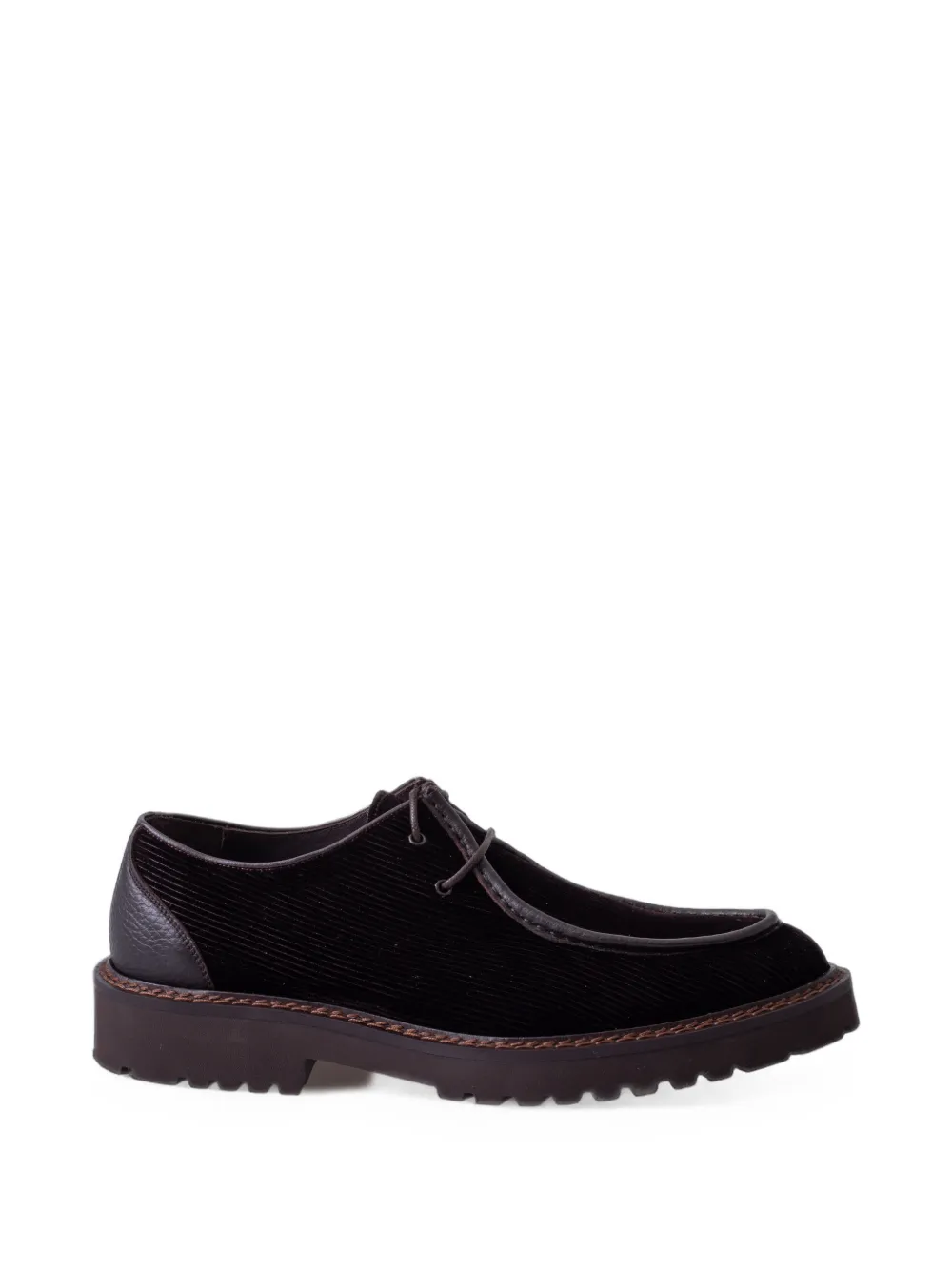 CALCE corduroy leather-trimmed Derby shoes - Braun