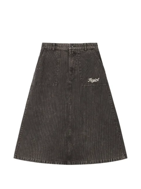FINGERCROXX falda midi de pana con logo bordado