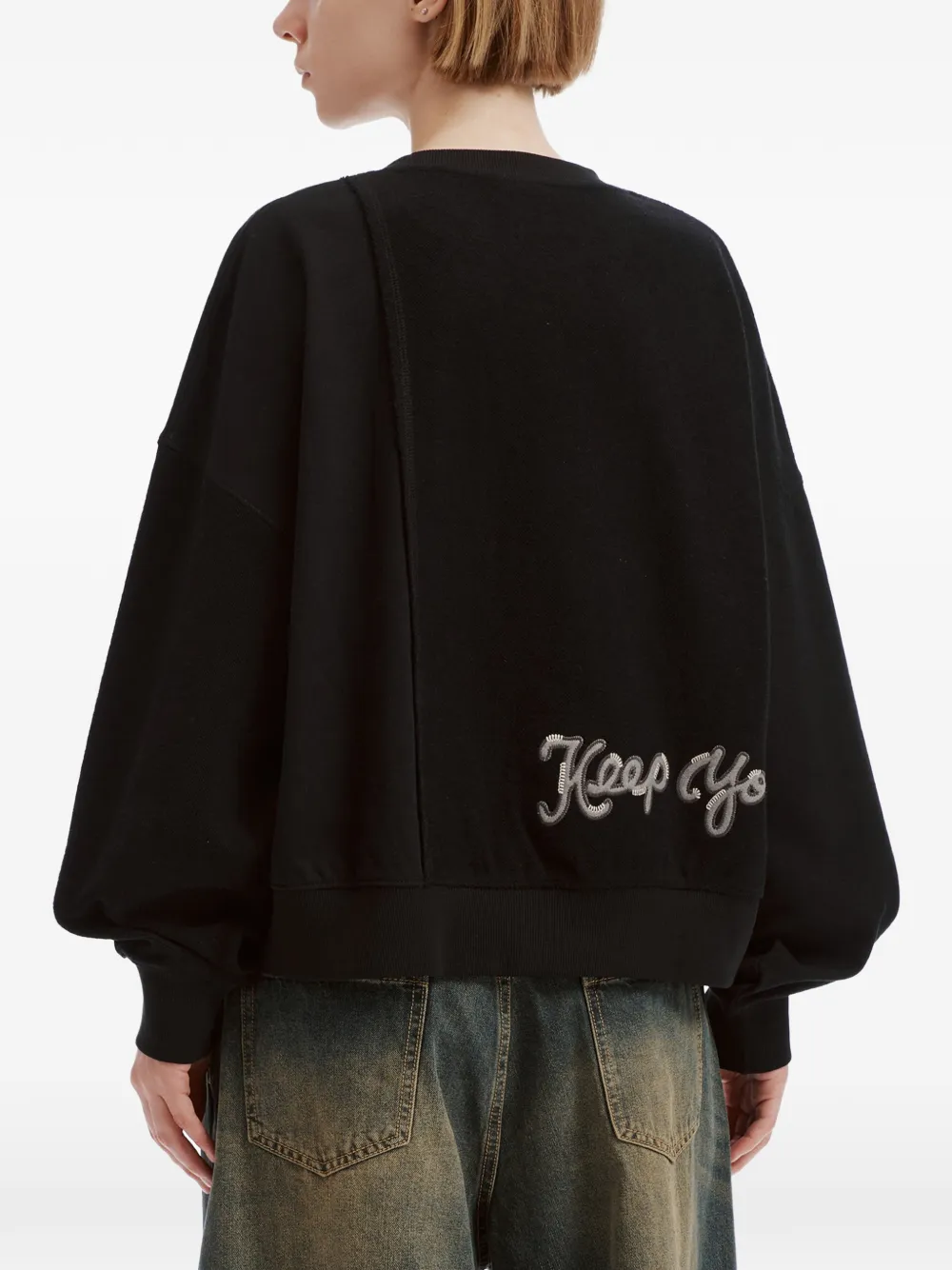 Fingercroxx Patchwork Logo-patch Sweater In Black