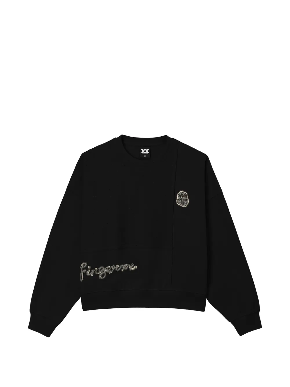 Fingercroxx Patchwork Logo-patch Sweater In Black