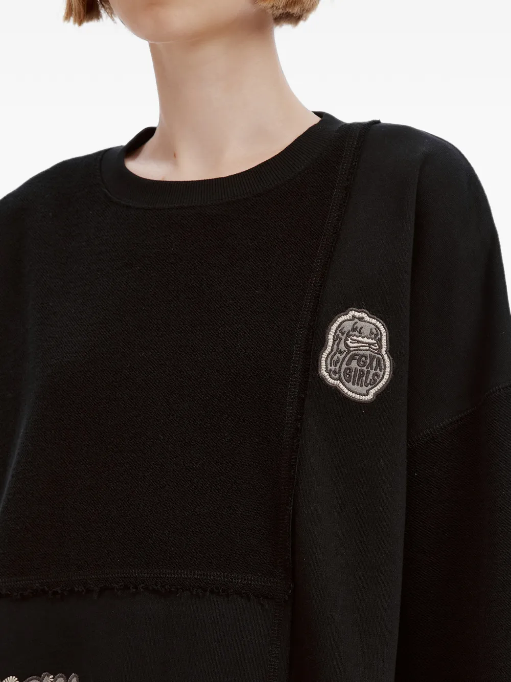 Fingercroxx Patchwork Logo-patch Sweater In Black