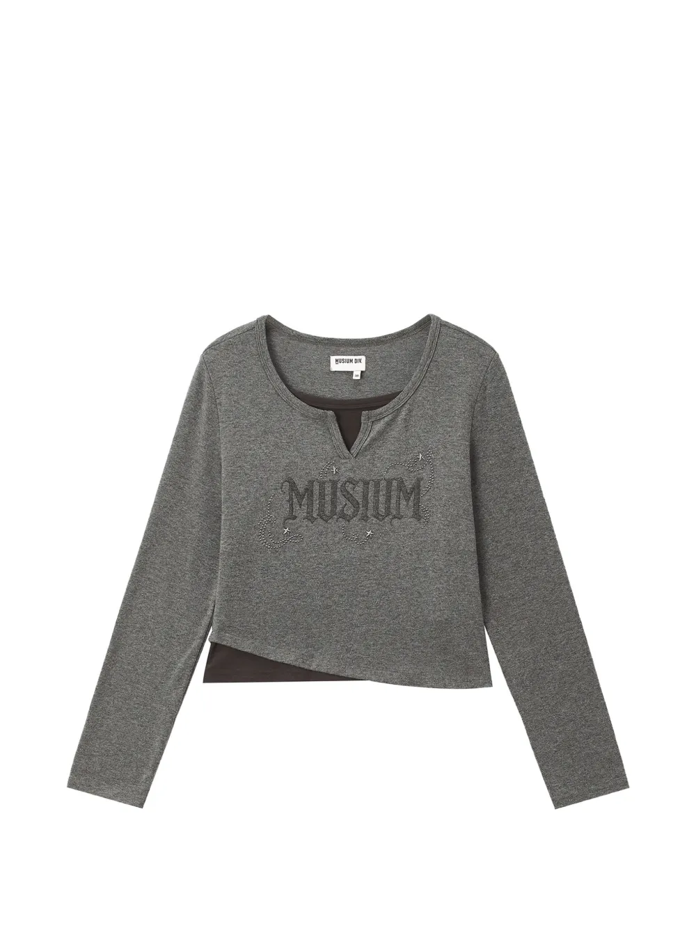 Musium Div. Logo-print Asymmetric-hem T-shirt In Grey