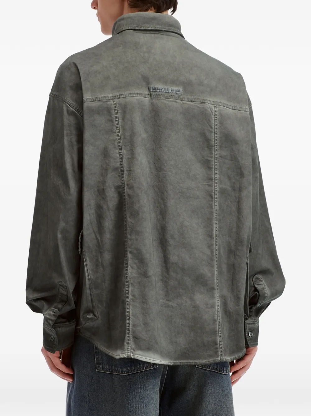 Musium Div. Shirtjack met vlakken en verwassen effect Grijs