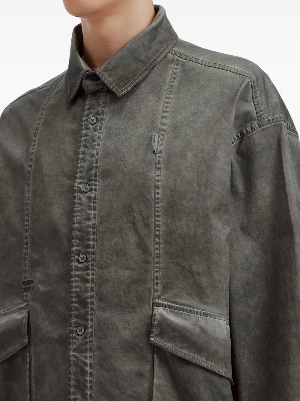 Musium Div. Shirtjack met vlakken en verwassen effect Grijs