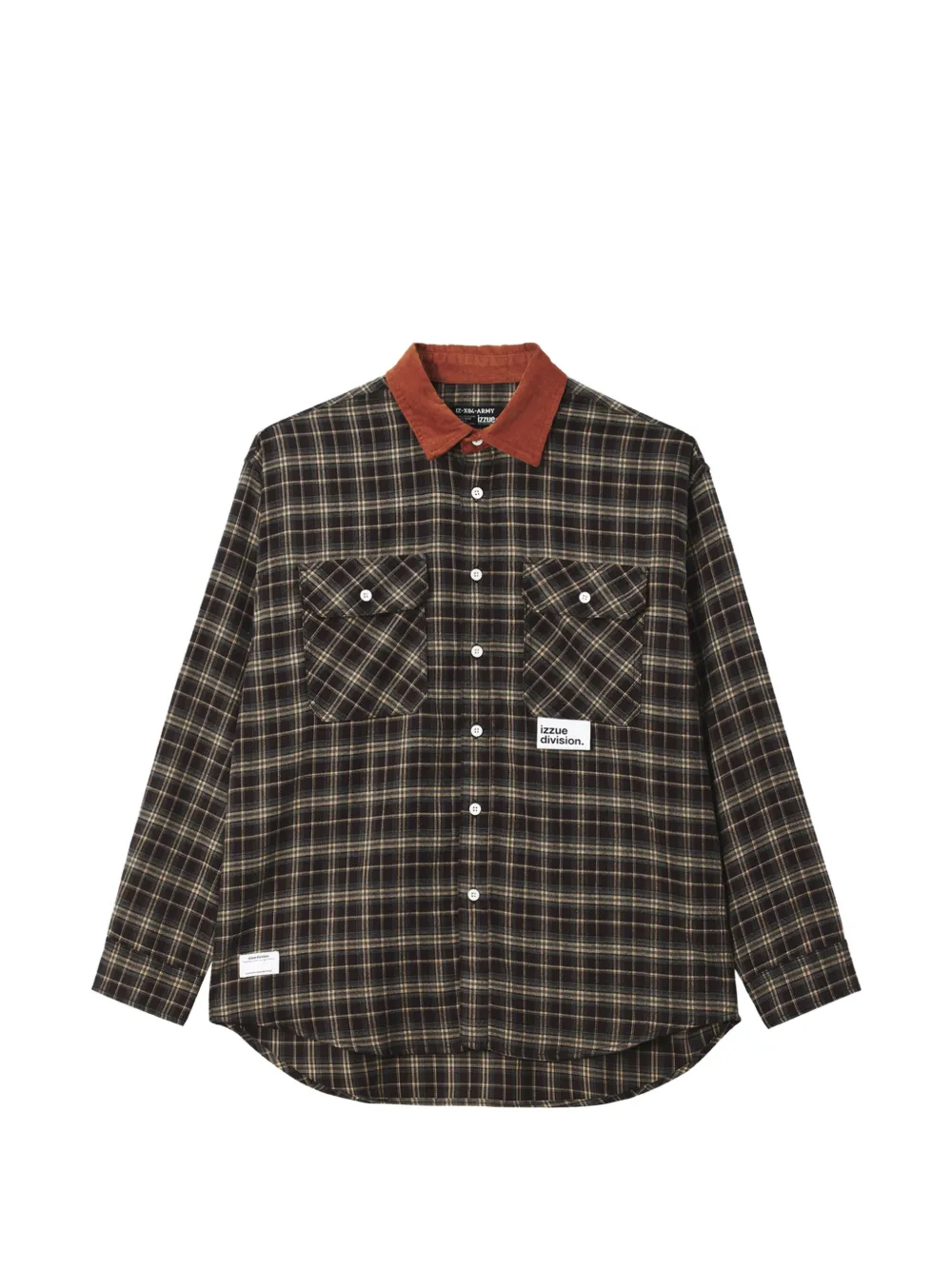izzue check-pattern corduroy-collar shirt - Nero