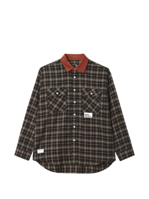 izzue check-pattern corduroy-collar shirt