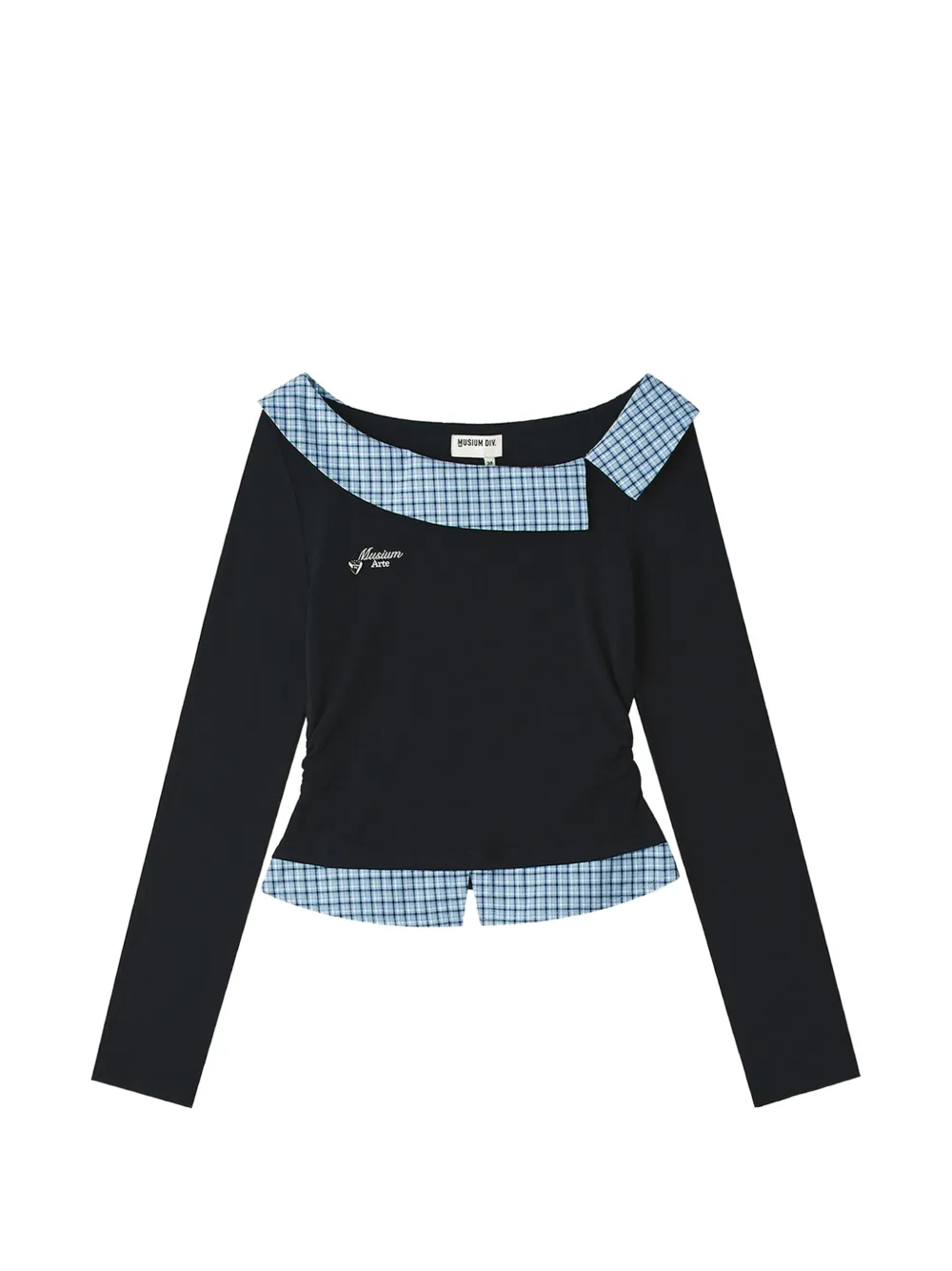Musium Div. checked-trim long-sleeve jersey