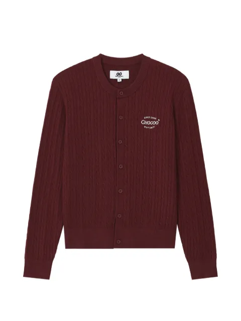 CHOCOOLATE cable-knit embroidered cardigan