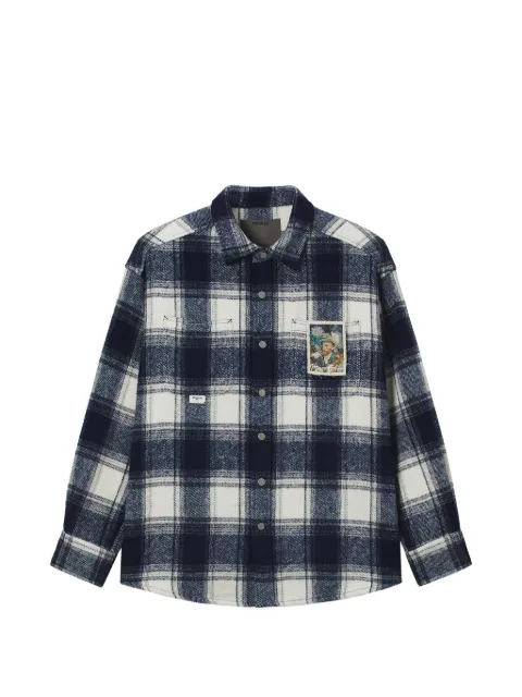 Musium Div. check-pattern embroidered shirt