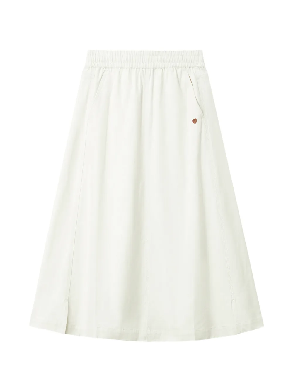 Chocoolate Elasticated-waist Cotton Midi Skirt In White
