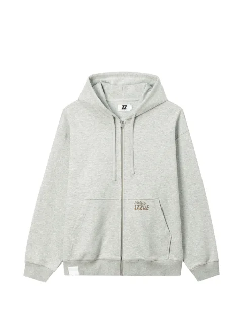 izzue slogan-print zip-up hoodie