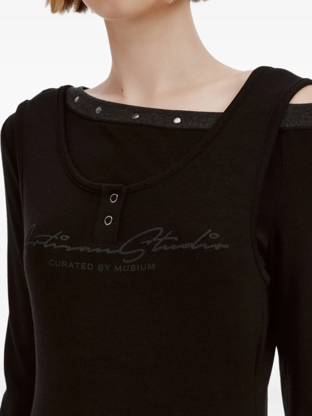 Musium Div. Layered-effect Stud-embellished Top In Black