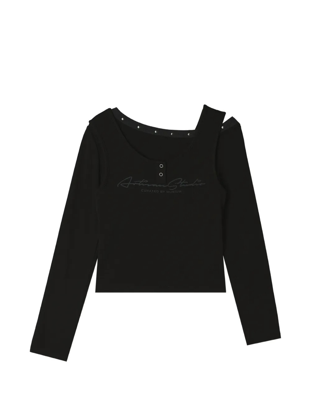 Musium Div. Layered-effect Stud-embellished Top In Black