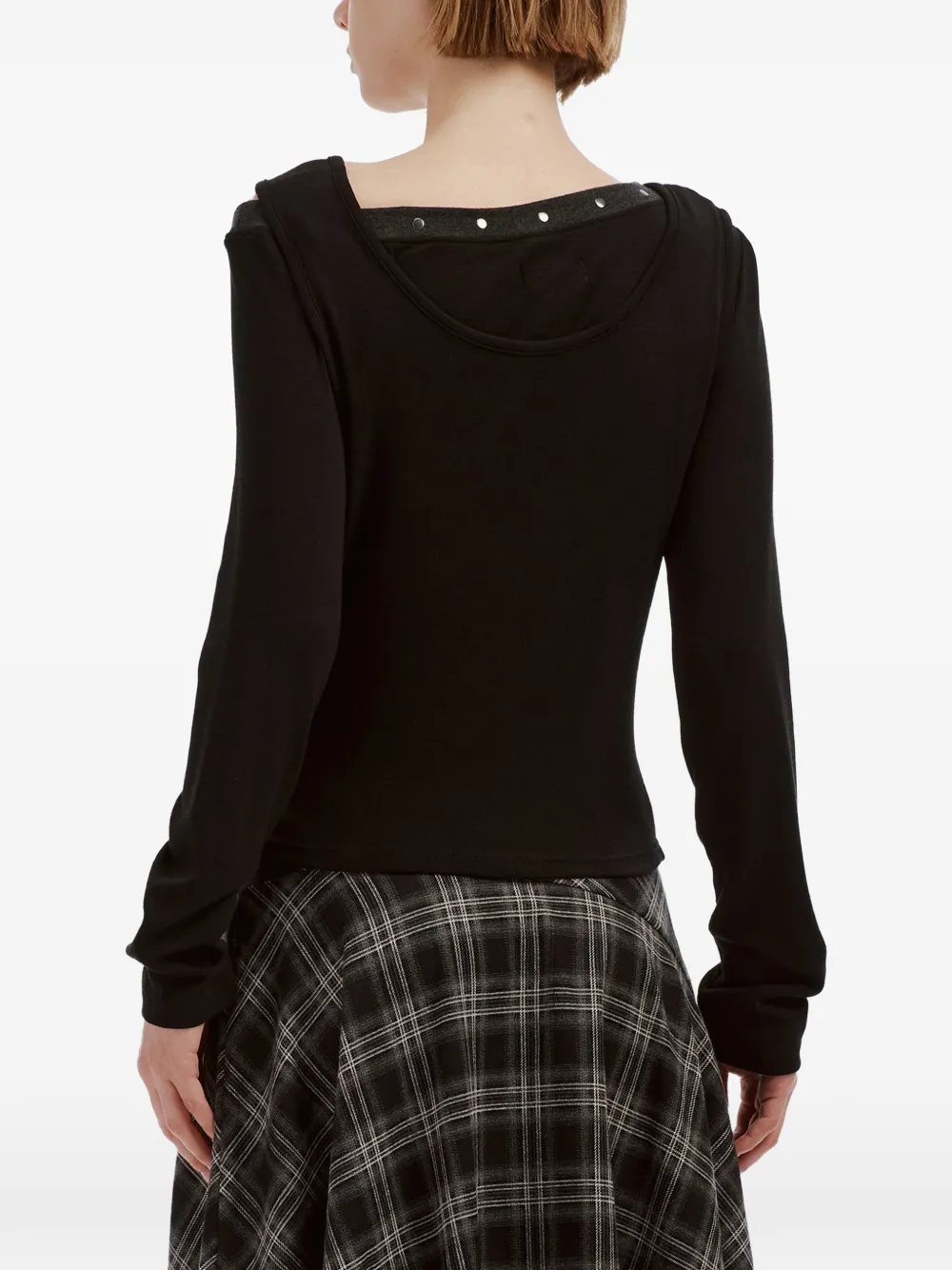 Musium Div. Layered-effect Stud-embellished Top In Black
