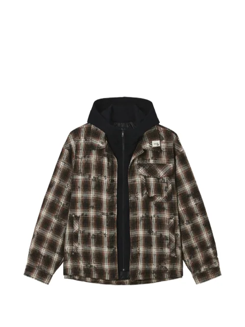 FIVE CM check hooded jacket