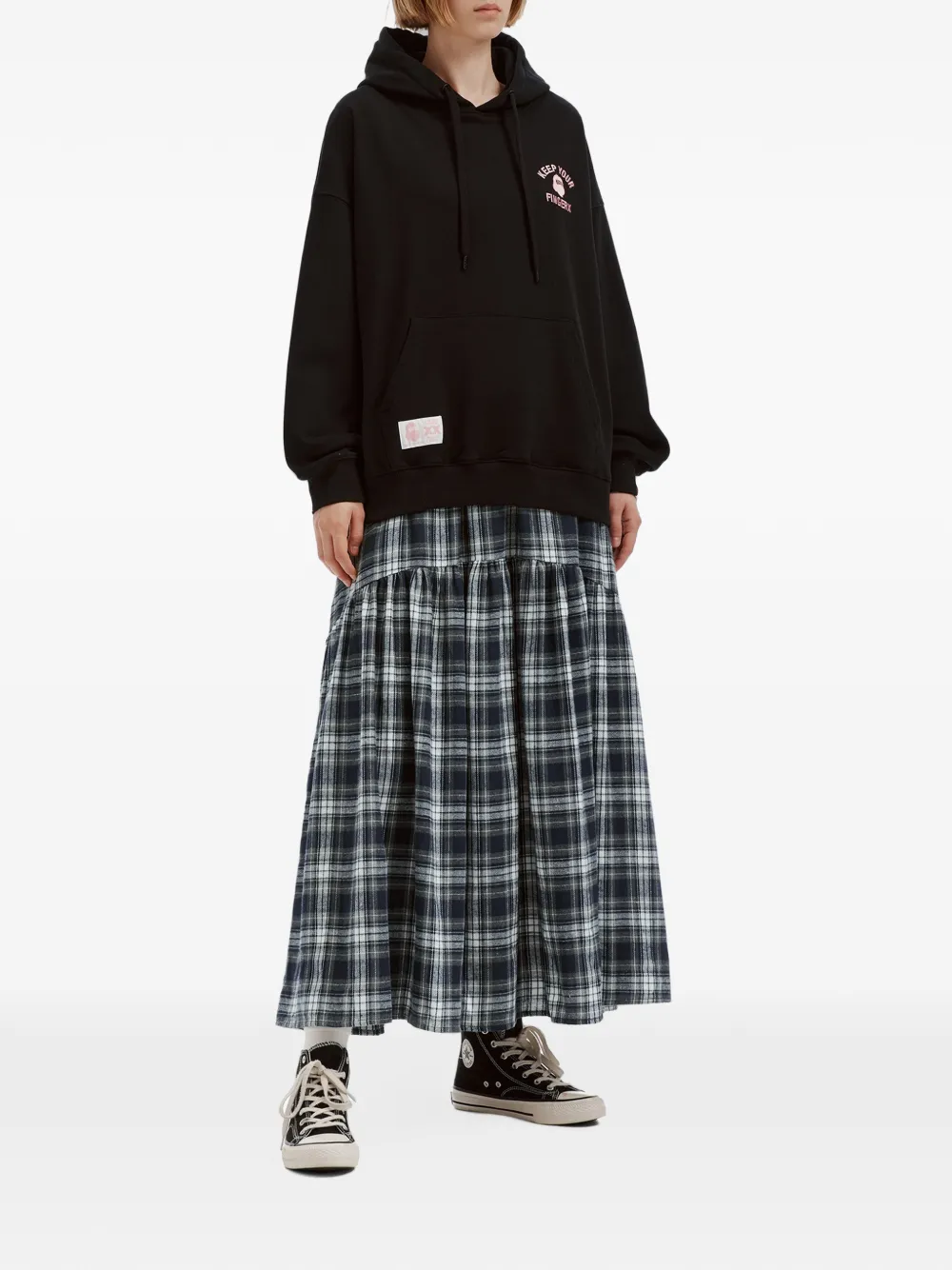 FINGERCROXX Gelaagde maxi-rok met tartan ruit Blauw
