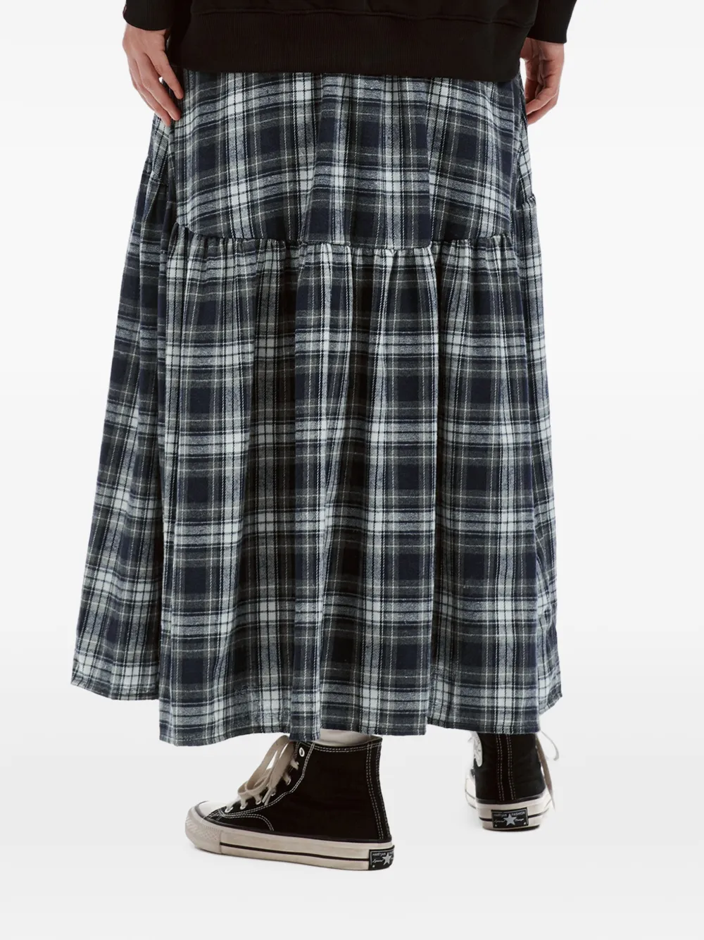 FINGERCROXX Gelaagde maxi-rok met tartan ruit Blauw