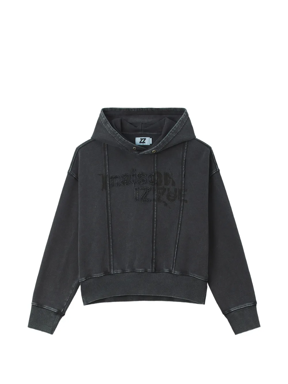 izzue logo-embroidered paneled hoodie - Nero