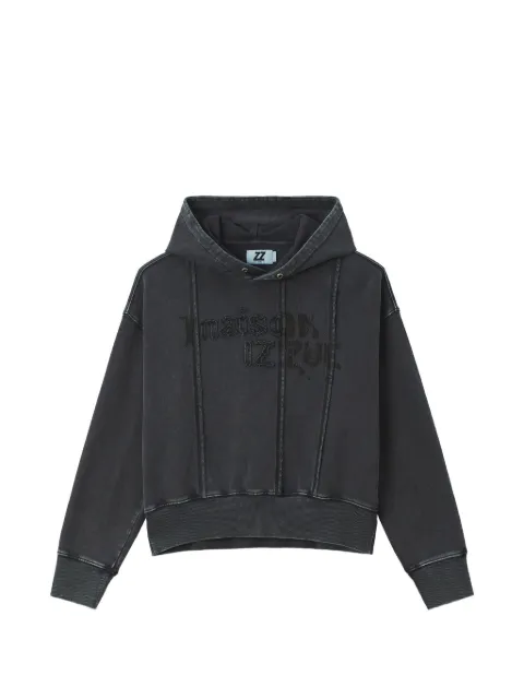 izzue logo-embroidered paneled hoodie