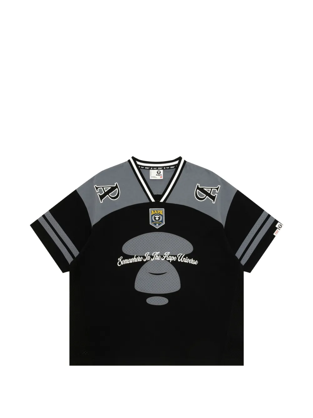 AAPE BY *A BATHING APE logo-patch panelled T-shirt Zwart