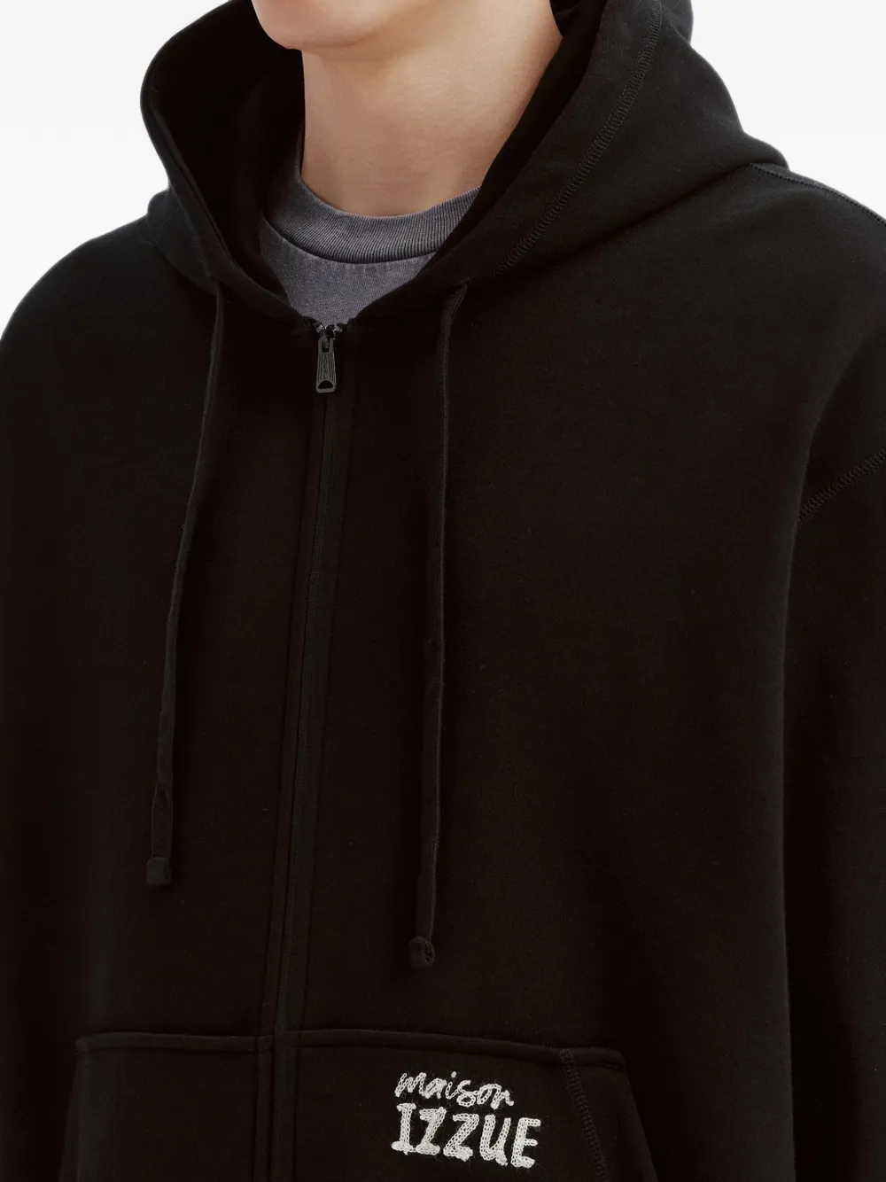 izzue Hoodie met logoprint en rits Zwart