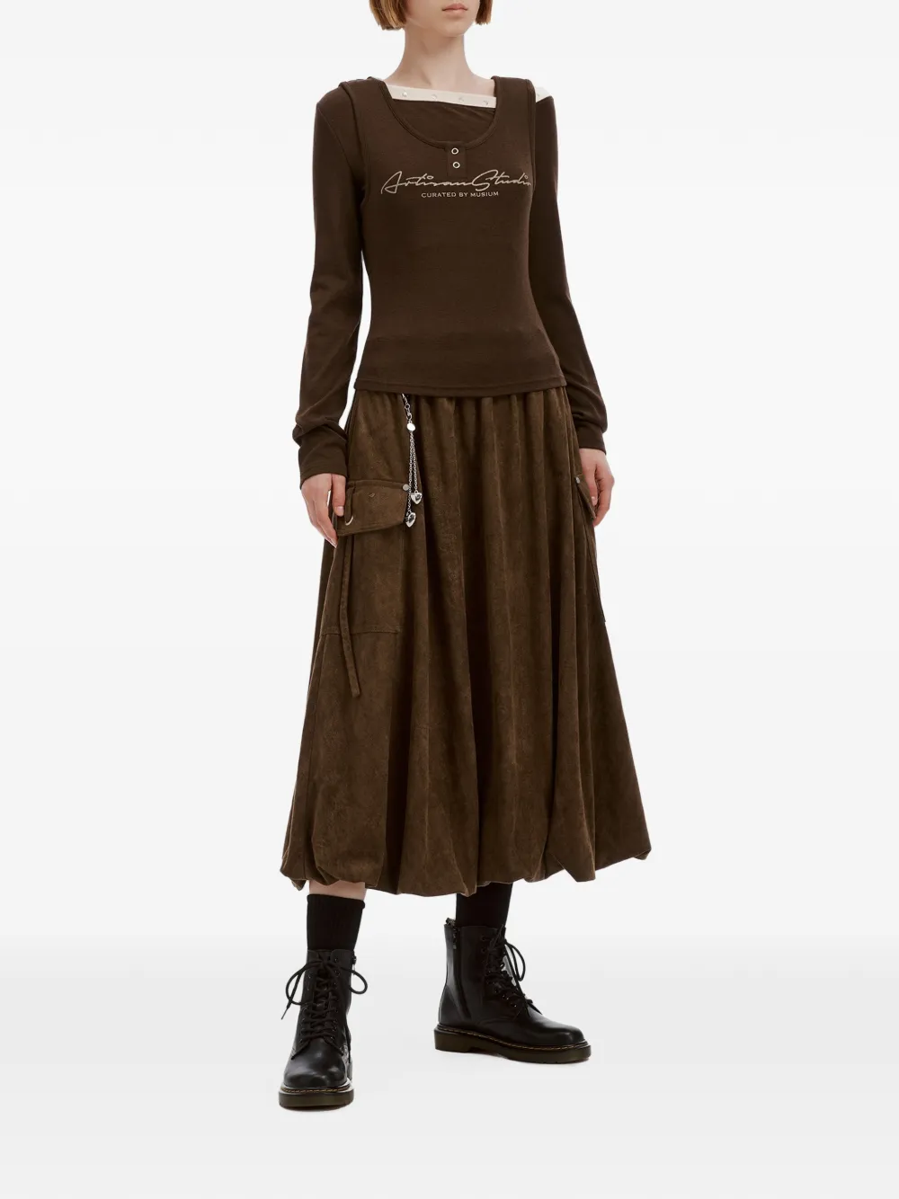 Musium Div. Cargo midi-rok Bruin