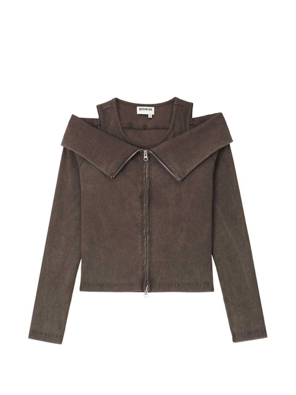 Musium Div. Cold-shoulder Ribbed Top In Brown