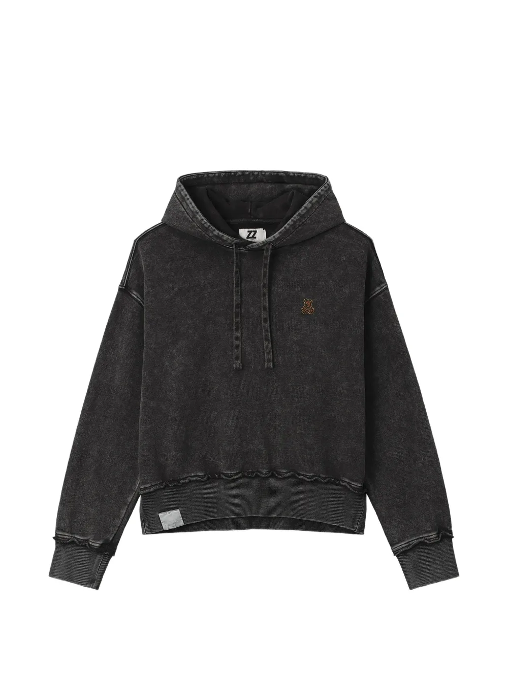 izzue acid-wash bear-motif hoodie - Grigio