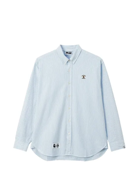 FINGERCROXX striped logo-patch shirt