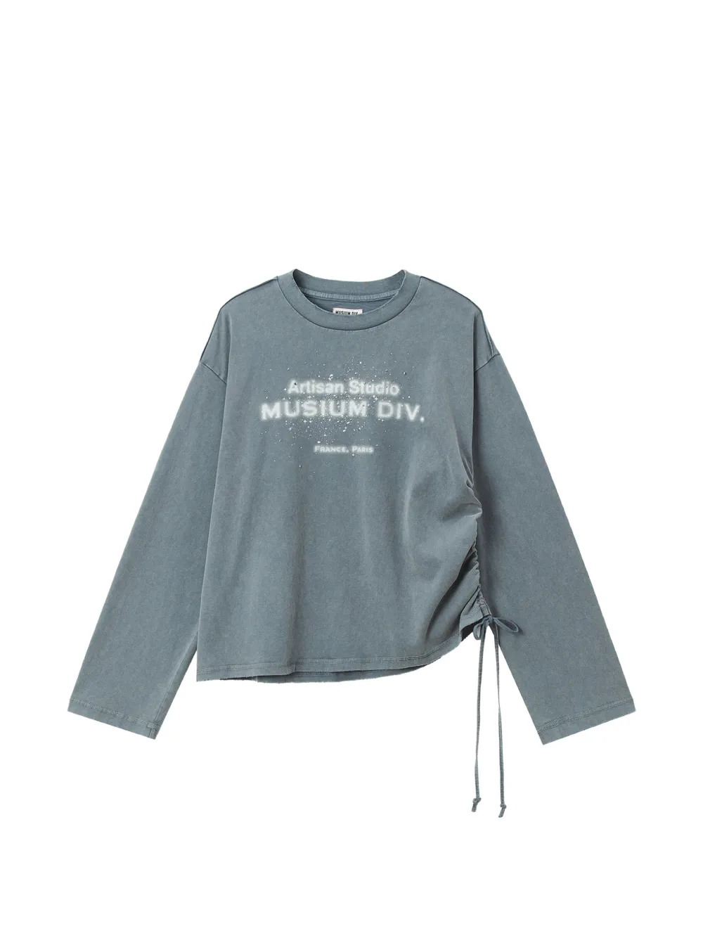Musium Div. Logo-print Ruched T-shirt In Grey