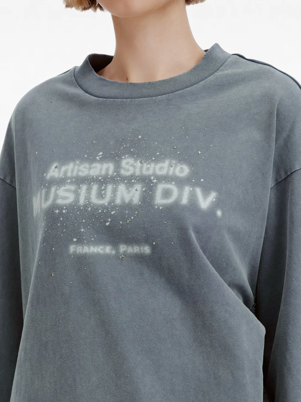 Musium Div. Logo-print Ruched T-shirt In Grey