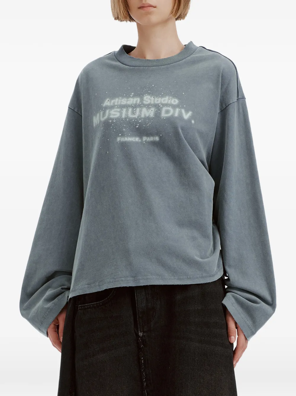 Musium Div. Logo-print Ruched T-shirt In Grey