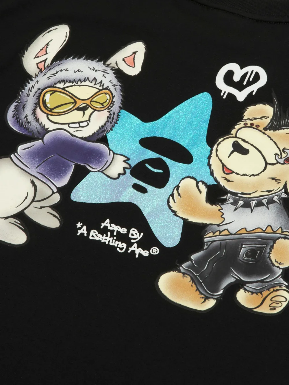 AAPE BY *A BATHING APE Moonface T-shirt met grafische print Zwart