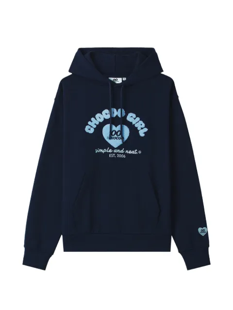 CHOCOOLATE heart-patch drawstring hoodie